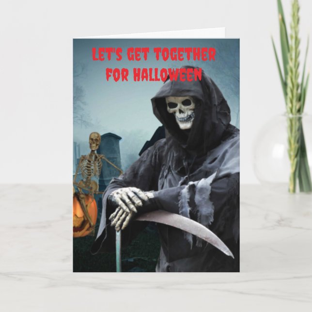 Tarjeta Juntémonos para Halloween. (Anverso)