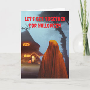 Tarjeta Juntémonos para Halloween.