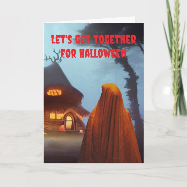 Tarjeta Juntémonos para Halloween. (Anverso)