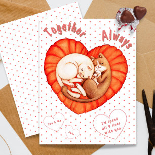 Tarjeta Juntos Siempre Gatitos Adorables Corazón