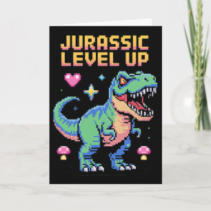 Tarjeta Juric Level Up Pixel Dinosaur Retro Gamer 1 