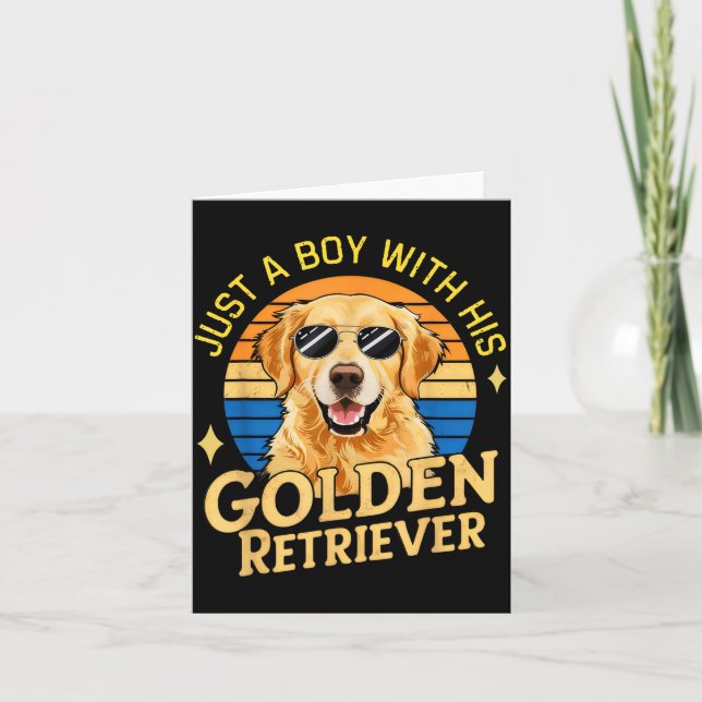 Tarjeta Just A Boy And His Golden Retrievers Girls Who Lov (Anverso)