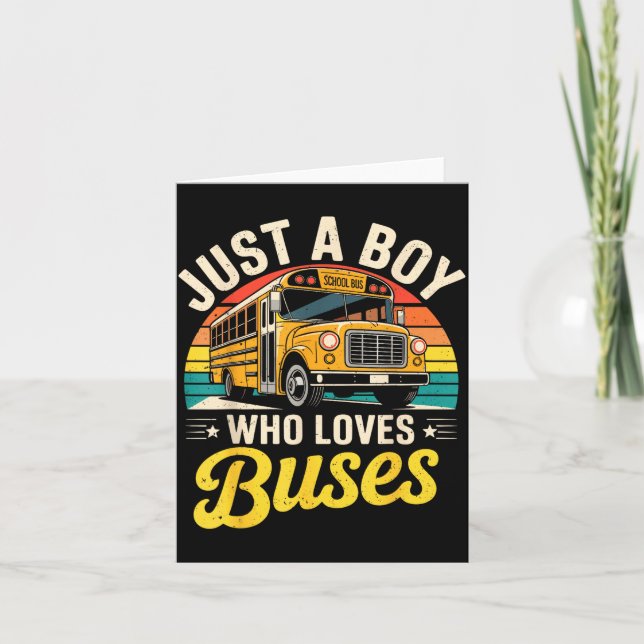 Tarjeta Just A Boy Who Loves Buses School Bus Driver Costu (Anverso)
