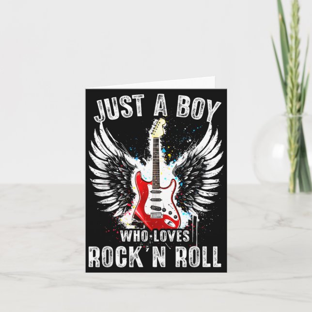 Tarjeta Just A Boy Who Loves Rock And Roll Rock Band Guita (Anverso)