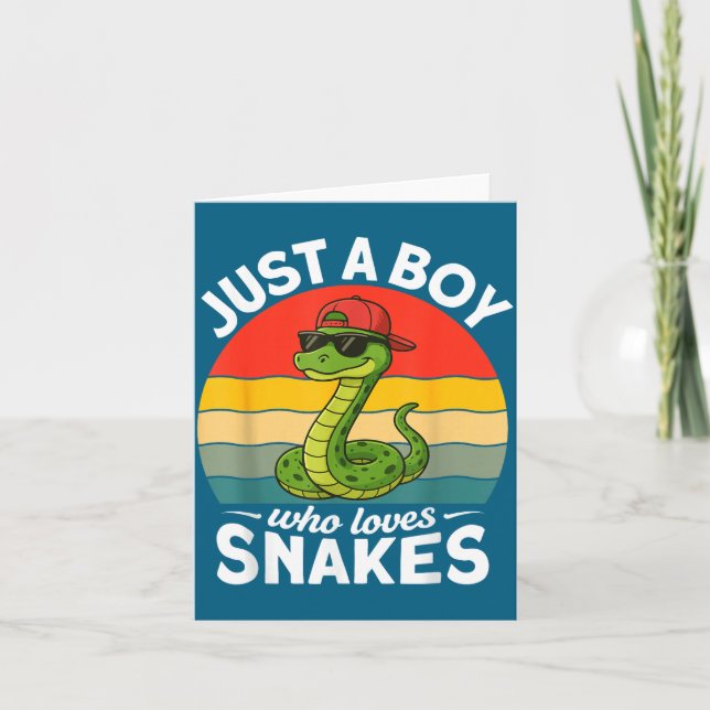 Tarjeta Just A Boy Who Loves Snakes Funny Snake Reptile Ki (Anverso)
