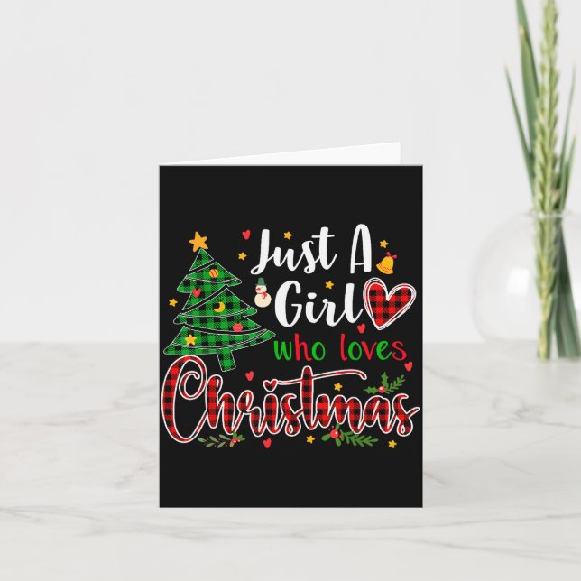 Tarjeta Just A Girl Who Loves Christmas Funny Xmas Pajama  (Anverso)