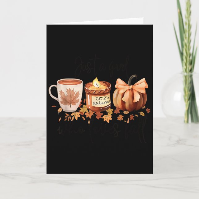 Tarjeta Just A Girl Who Loves Fall Pumpkin Cozy Autumn  (Anverso)