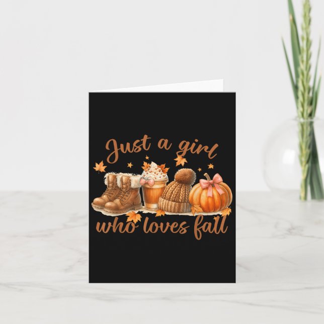 Tarjeta Just A Girl Who Loves Fall Pumpkin Cozy Autumn Wom (Anverso)