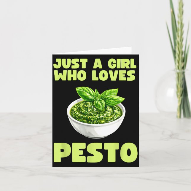 Tarjeta Just A Girl Who Loves Pesto Basil Pasta Italian Ad (Anverso)