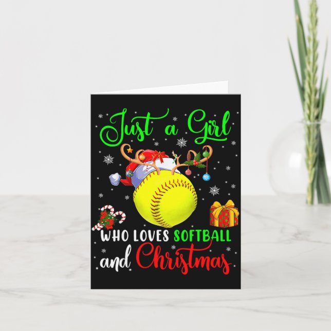 Tarjeta Just A Girl Who Loves Softball And Christmas Santa (Anverso)