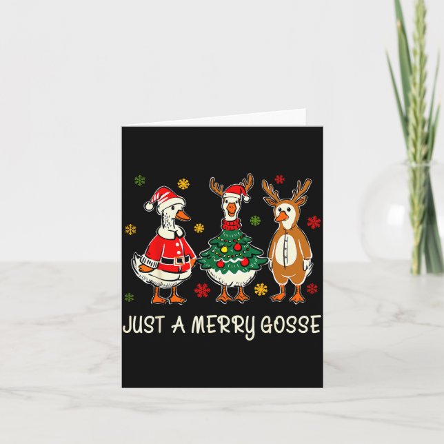 Tarjeta Just A Jolly Cute Goose Funny Merry Goosemas Chris (Anverso)