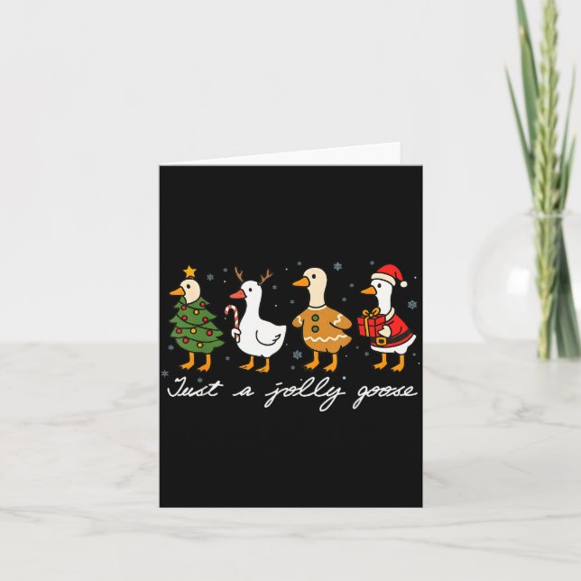 Tarjeta Just A Jolly Cute Goose Funny Merry Goosemas Chris (Anverso)