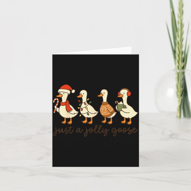 Tarjeta Just A Jolly Goose Christmas Silly Goose Funny Xma (Anverso)