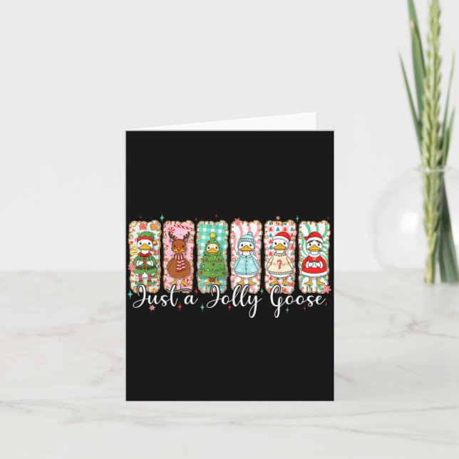 Tarjeta Just A Jolly Goose Funny Christmas Men Women Kids  (Anverso)
