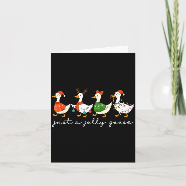 Tarjeta Just A Jolly Goose Santa Christmas Goose Farm Merr (Anverso)