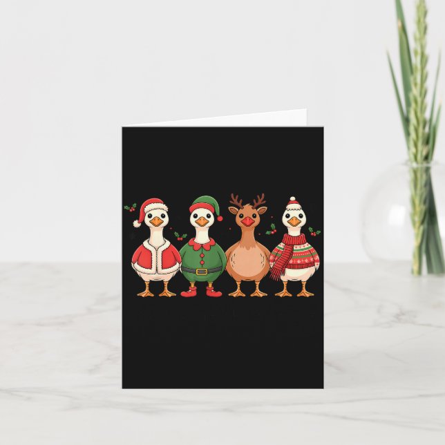 Tarjeta Just A Merry Goose Christmas Funny Holiday Farm An (Anverso)