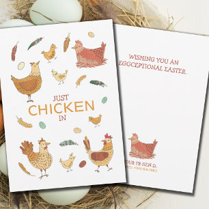 Tarjeta Just Checking In Hello Funny Chickens Easter Card