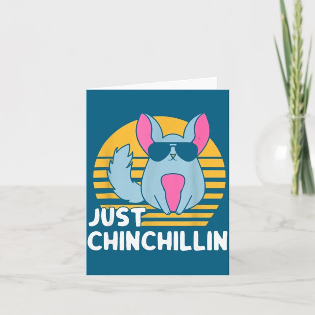 Tarjeta Just Chinchillin Pet Lover Animal Vintage  (Anverso)