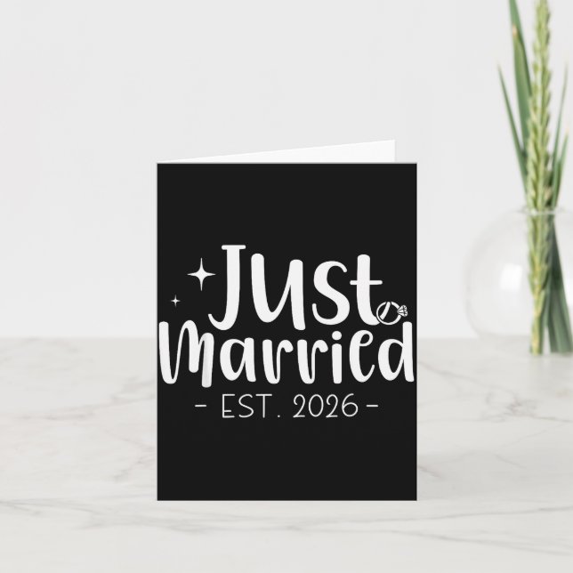Tarjeta Just Married 2026 Honeymoon Wedding Couples Fiance (Anverso)