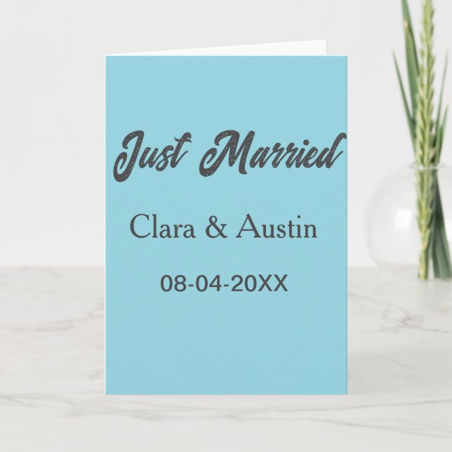 Tarjeta Just Married add couple name date year wedding sim (Anverso)