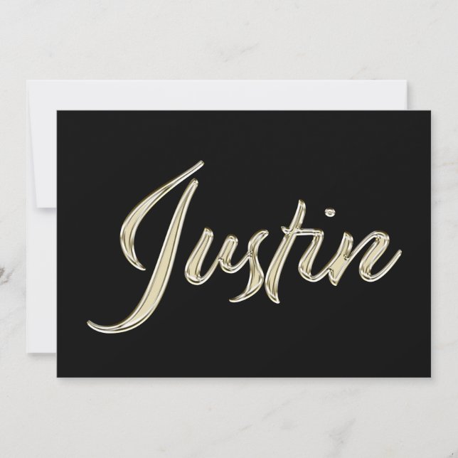 Tarjeta Justin Name white gold Handwriting Karte (Anverso)