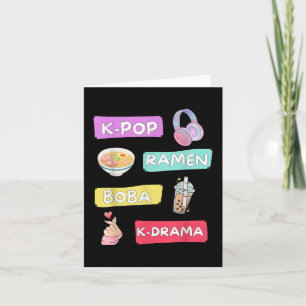Tarjeta K-pop Ramen Boba K-drama Camiseta Kawaii.png