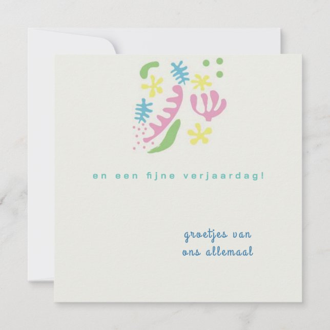 Tarjeta kaart verjaardag abstracte bloemen (Reverso)