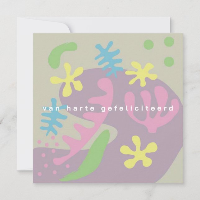 Tarjeta kaart verjaardag abstracte bloemen (Anverso)