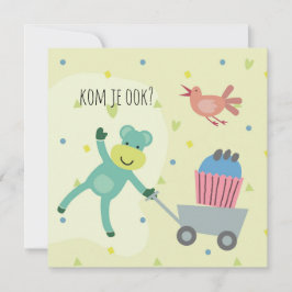 Tarjeta kaart verjaardag uitnodiging aapje cupcake