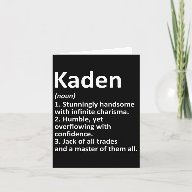 Tarjeta Kaden Definition Personalized Name Funny Cumpleaño (Anverso)