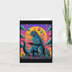 Tarjeta Kaiju Birday Lloon Y Cake Monster Movie Bday D