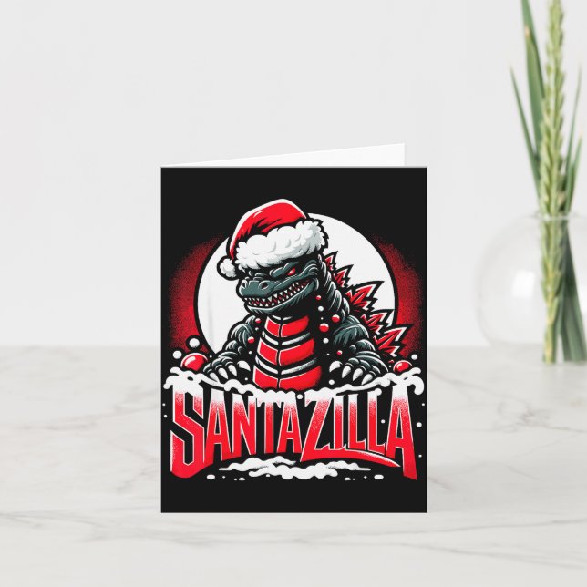 Tarjeta Kaiju Christmas Santazilla Japanese Monster Dinosa (Anverso)