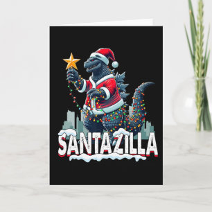 Tarjeta Kaiju Navidad Santazilla Monstruo Japonés Dinosaur