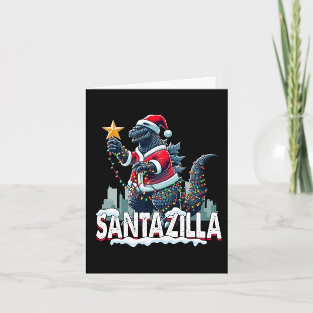 Tarjeta Kaiju Navidades Santazilla Monstruo Japonés Dinosa (Anverso)