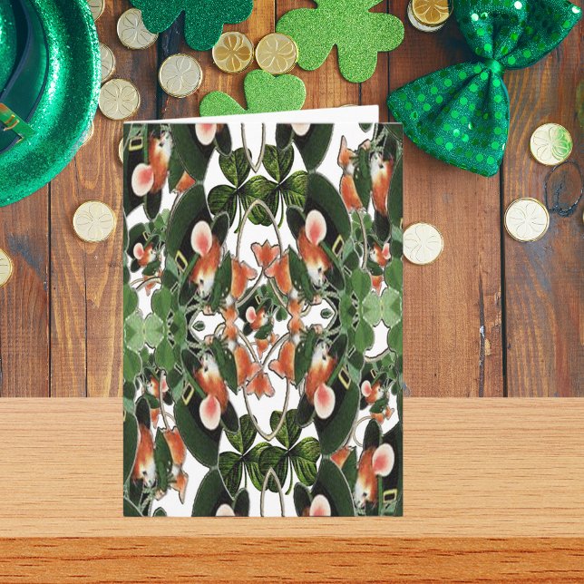 Tarjeta Kaleidoscope de ratón irlandés dos Día de San Patr (Irish Mouse Kaleidoscope Two St Patrick's Day Card)