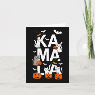 Tarjeta Kamala Halloween Cat Pumpkin Gorra de brujas Lover