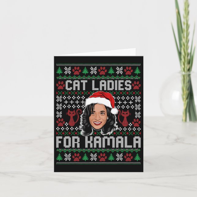 Tarjeta Kamala Harris 24 Ugly Navidades Cat Ladies Para Ka (Anverso)