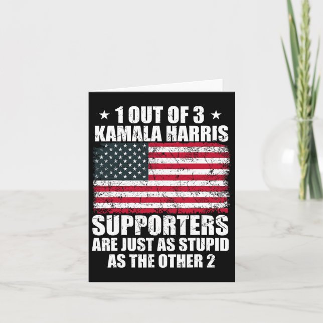 Tarjeta Kamala Harris Estúpido Chiste Bandera Estadouniden (Anverso)