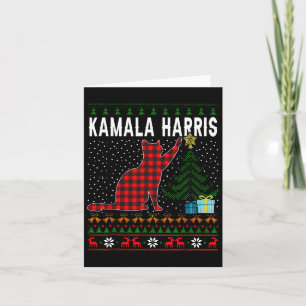 Tarjeta Kamala Harris Funny Cat Navidades Navidades feos