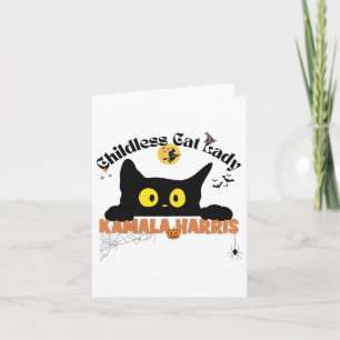 Tarjeta Kamala Harris Halloween Gato sin Niños Elección