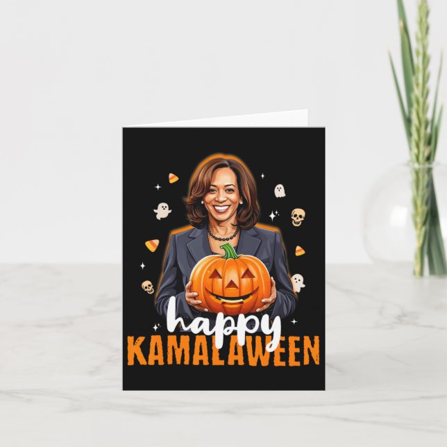 Tarjeta Kamala Harris Halloween Happy Kamalaween Pumpkin G (Anverso)