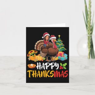 Tarjeta Kamala Harris Santa Claus montando pavo feliz que
