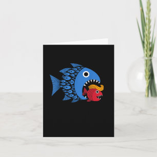 Tarjeta Kamala por Trump Ola Azul Gran Pescado Coma Pequeñ