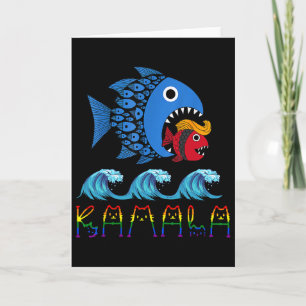 Tarjeta Kamala Sobre Trump Ola Azul Pez Grande Se Come Al