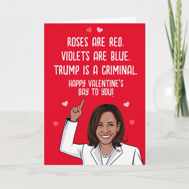 Tarjeta Kamala Valentine - Trump es un Feliz Día de la V (Anverso)