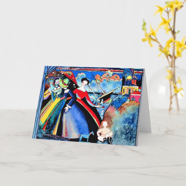 Tarjeta Kandinsky - Barco, pintura colorida (flor amarilla)