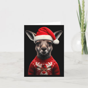 Tarjeta Kangaroo con Navidades de Santa Hat Australia Xmas