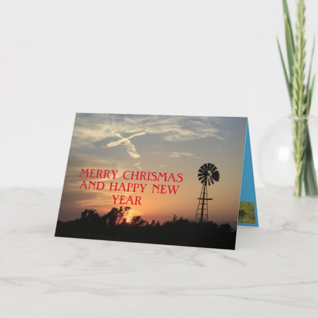 Tarjeta Kansas Windmill Sunset Cross (Anverso)