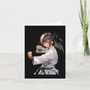 Tarjeta Karate Anime Chica Taekwondo lucha contra las arte