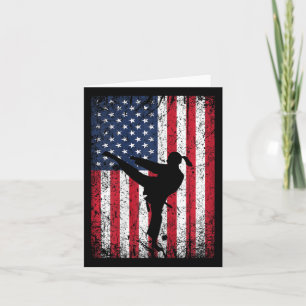 Tarjeta Karate Bandera Americana 4 De Julio Patr De Artes